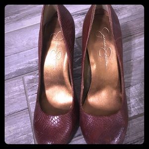 Brown snakeskin heels EUC